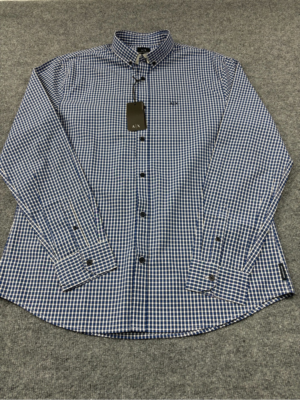 A/X Armani Exchange Blue\White Long Sleeve Button-Up Shirt | L